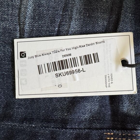 Judy Blue Jean Shorts Size L High Waist Cut Offs Raw Hem Button Fly JB15269 - Picture 5 of 16